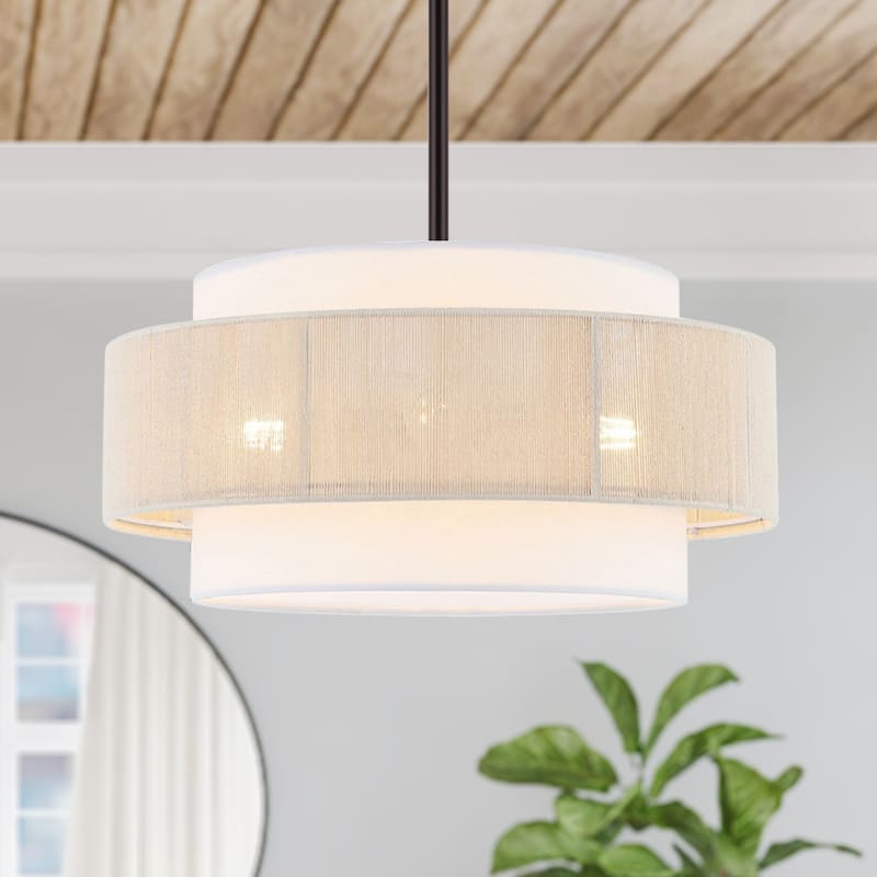 GetLedel 18" 4-Light Double Drum Shaded Chandelier