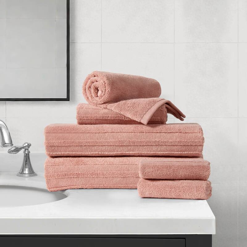 Nine West Sofia Bath Towels 6-Piece - Peach Beige - 28"x54"/16"x26"/12"x12"