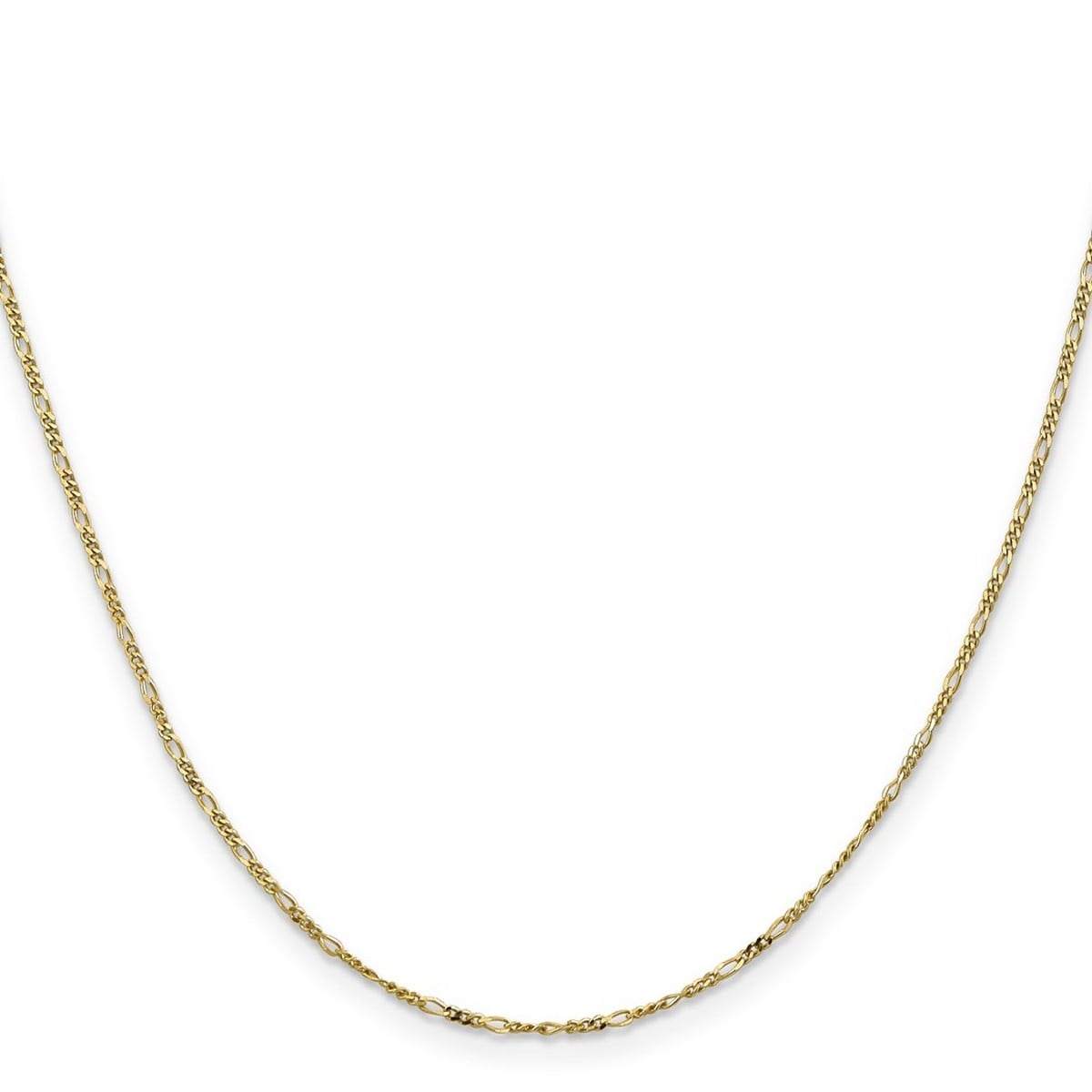 Curata 10k Yellow Gold 1.25mm Flat Figaro Chain Necklace