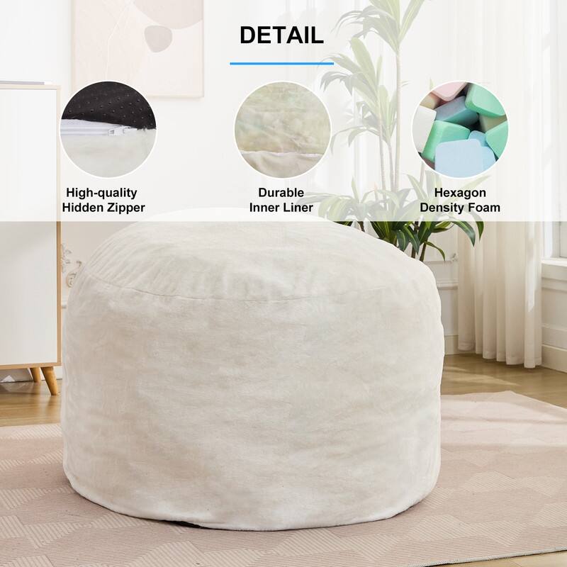 Mixoy Faux Plush Lazy Bean Bag Chairs,Oversized Fluffy Accent Chair,Fuzzy Sofa