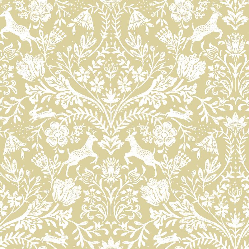 Chesapeake Forest Dance Honey Damask Wallpaper