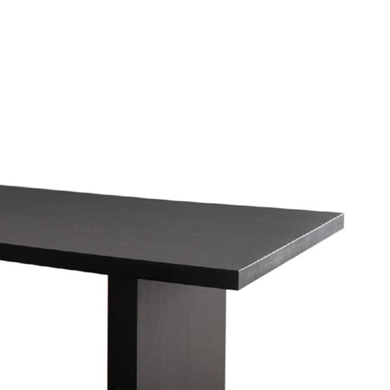 Somy Dining Table, Wide Panel Legs, Classic Black Mango Wood, 80 Inch