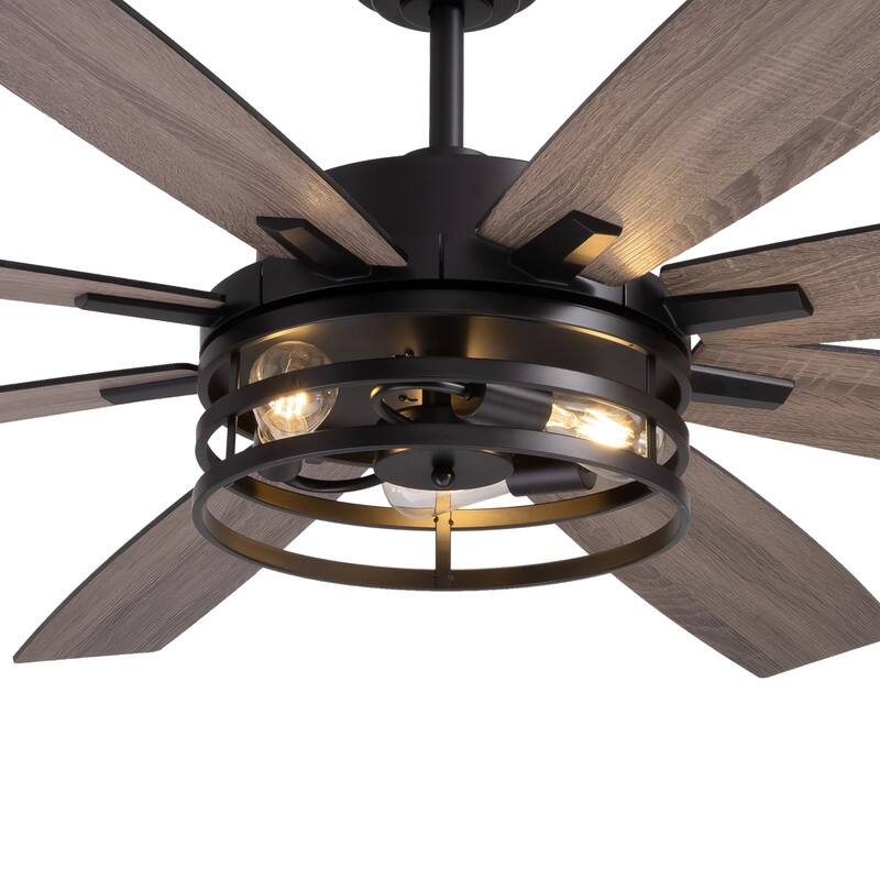 72 inch Large Ceiling Fans with Lights and Remote, Indoor/Outdoor Black Modern Ceiling Fan for Kitchen Living Room - 72 inch