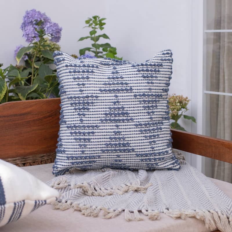 Sevita Farmhouse Geometric Hand-Woven Indoor/Outdoor Throw Pillow