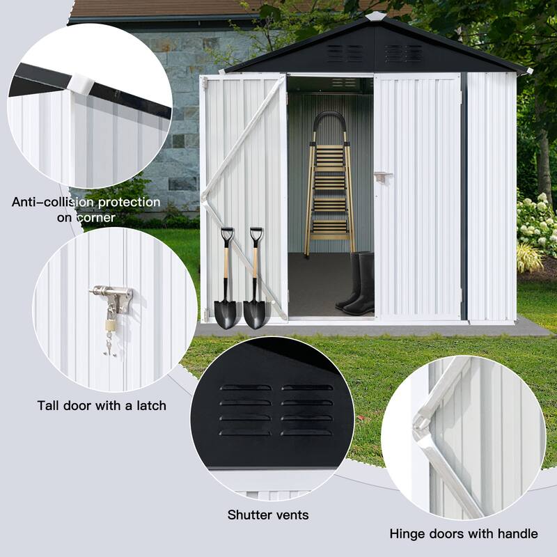 GDFStudio - Ethan Marshall Compact and Durable 4ft x 6ft Outdoor Storage Shed for Efficient Garden Organization