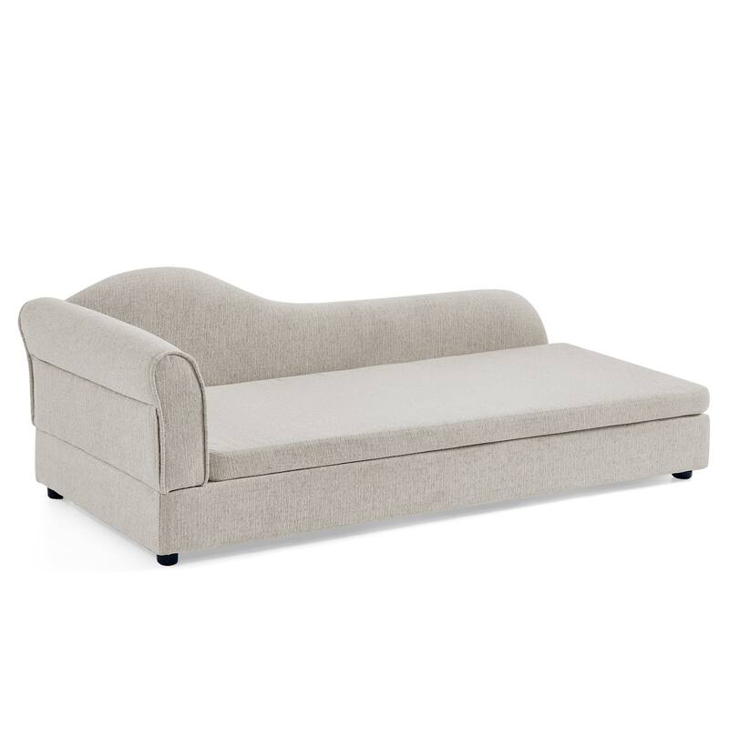 Oversized Pet Sofa, Elegant Modern Linen Fabric Elevated Dog Sofa Bed, Oversized Rectangular Pet Bed with Backrest & Armrest