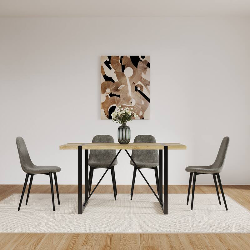 Dining Chairs Set of 4, Modern Accent Chairs with Upholstered Seat, Spoon Shape Kitchen Side Chairs with Metal Legs