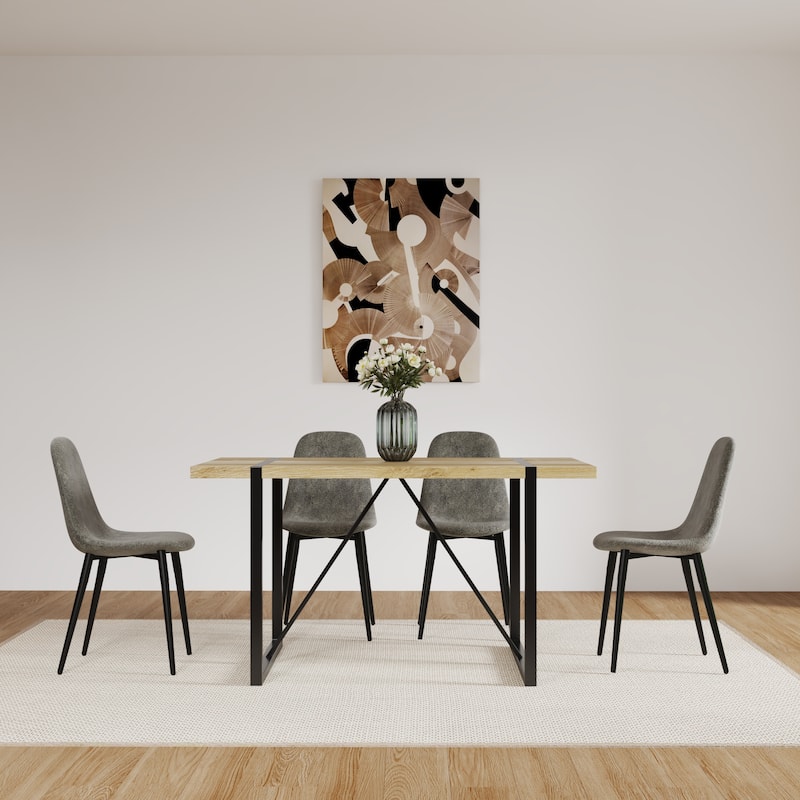 Dining Chairs Set of 4,Chairs with Soft glove suede Fabric Upholstered Seat, Spoon Shape Kitchen Chair with Black Metal Legs