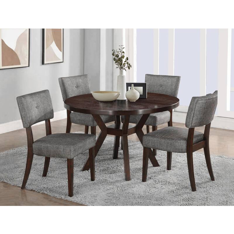 Round Wooden Dining Table, Espresso Brown