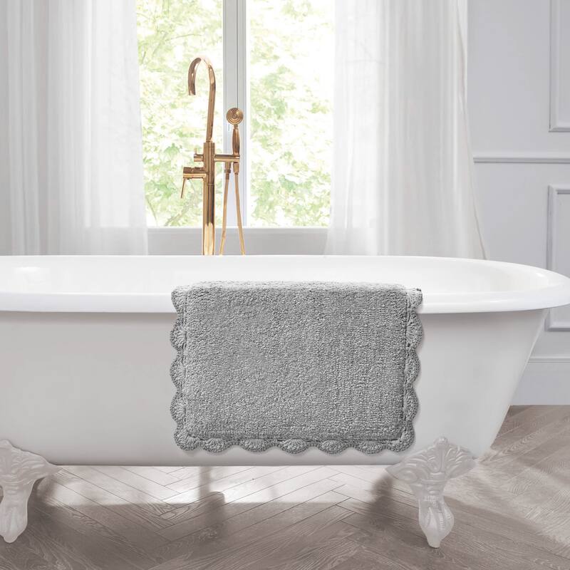 Laura Ashley Heathered Crochet Border Bath Rug