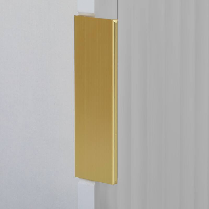 Carl Modern 4 Doors Stripe Door Storage Cabinet with Hooks and Adjustable Shelves