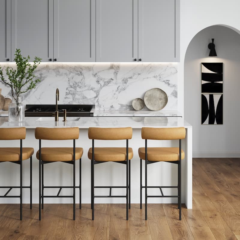 Nathan James Dahlia Counter Height Barstool or Dining Chair with Back and Upholstered Cushion