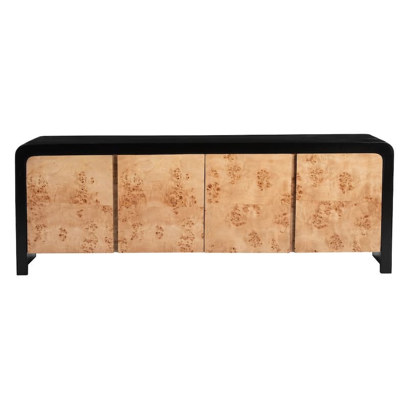 HomeRoots 67" Black And Natural Solid Wood Sideboard with Four Doors - 67.00 in. x 23.60 in. x 18.00 in.