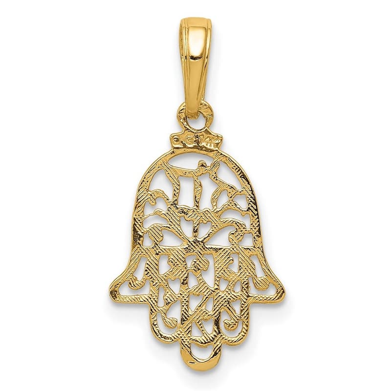 Curata 14k Yellow Gold Solid 18" Chamseh Pendant Necklace - 22.9x12.2mm