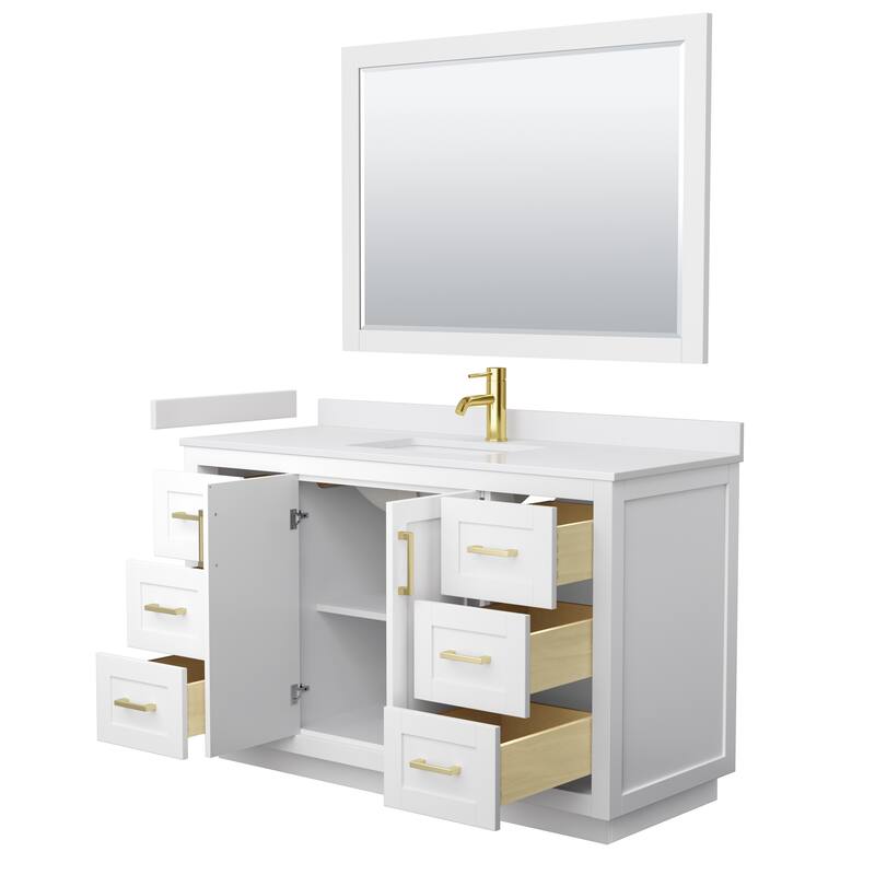 Miranda Single Vanity Set, Cultured Marble Top, 46-Inch Mirror