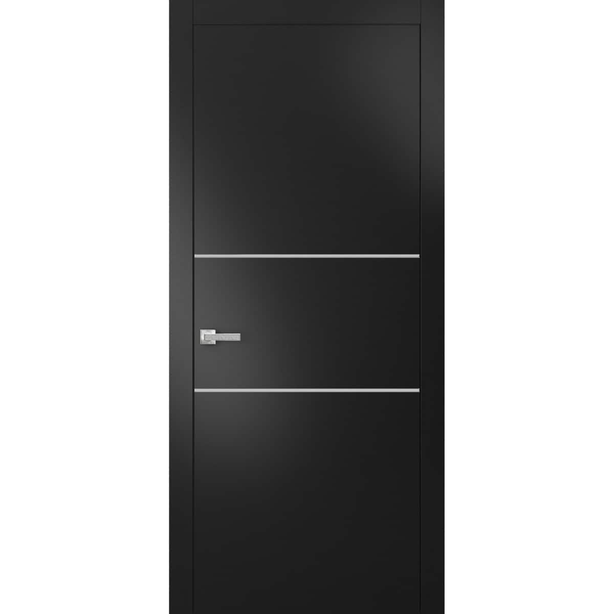 SartoDoors Planum 0110 | Interior French Doors French Door | Solid Wood | Hardware Set | 18x80, Matte Black Bedroom Door