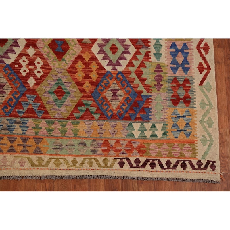 Kilim Oriental Area Rug Flatweave Tribal Wool Carpet - 8'5"x 9'9"