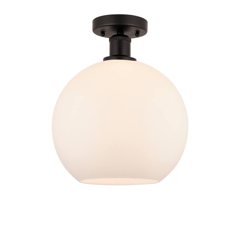 Innovations Lighting Edison Athens - 1 Light 10" Semi-Flush Mount - Oil Rubbed Bronze/Matte White