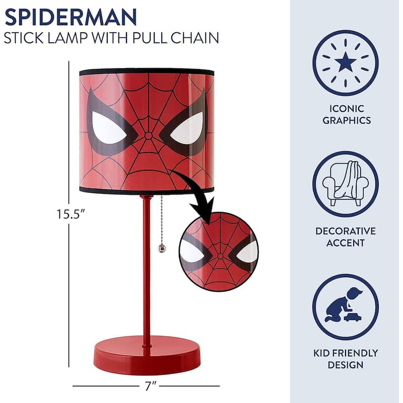 Marvel Spiderman Kids Table Lamp - Red