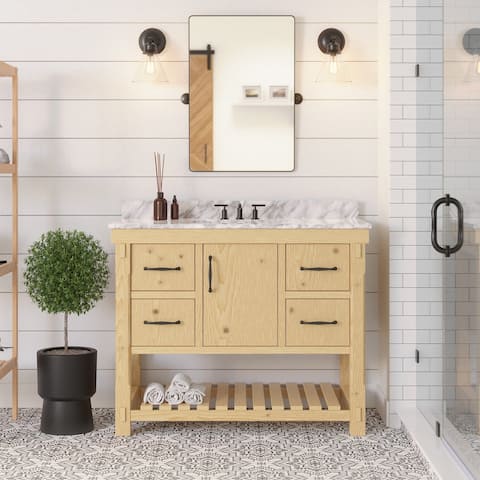 KitchenBathCollection Birmingham 42" Bathroom Vanity with Carrara Marble Top