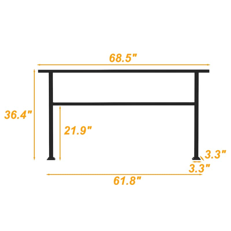 Wrought Iron Handrail 4-5Step Durable Stair Railing Indoor Outdoor Use