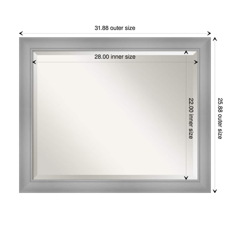 Beveled Wall Mirror - Flair Polished Nickel Frame - 32 x 26-inch - Flair Polished Nickel
