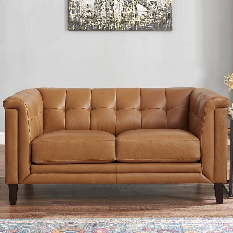 Hydeline Arvo Top Grain Leather Sofa and Loveseat Set with Feather, Memory Foam and Springs