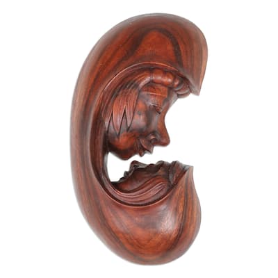 Handmade Mother Child and the moon and Wood wall panel (Indonesia)