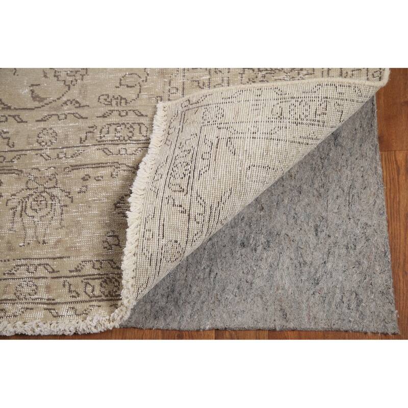 Hand Knotted Oriental 100% Wool Carpet Traditional Medallion Beige & Ivories Tabriz Area Rug - 9' 5'' X 6' 7''