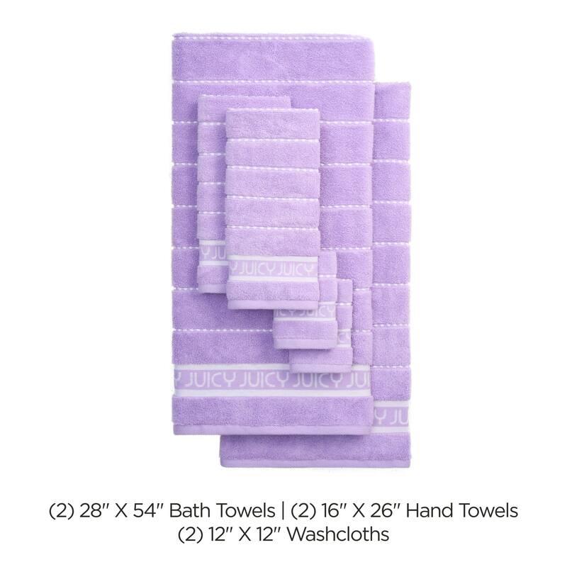 Juicy Couture Cotton Stripe 6 Piece Bath Towel Set 2 Bath towels 2 Hand towels 2 Washcloths - 28"x54"/16"x26"/12"x12"
