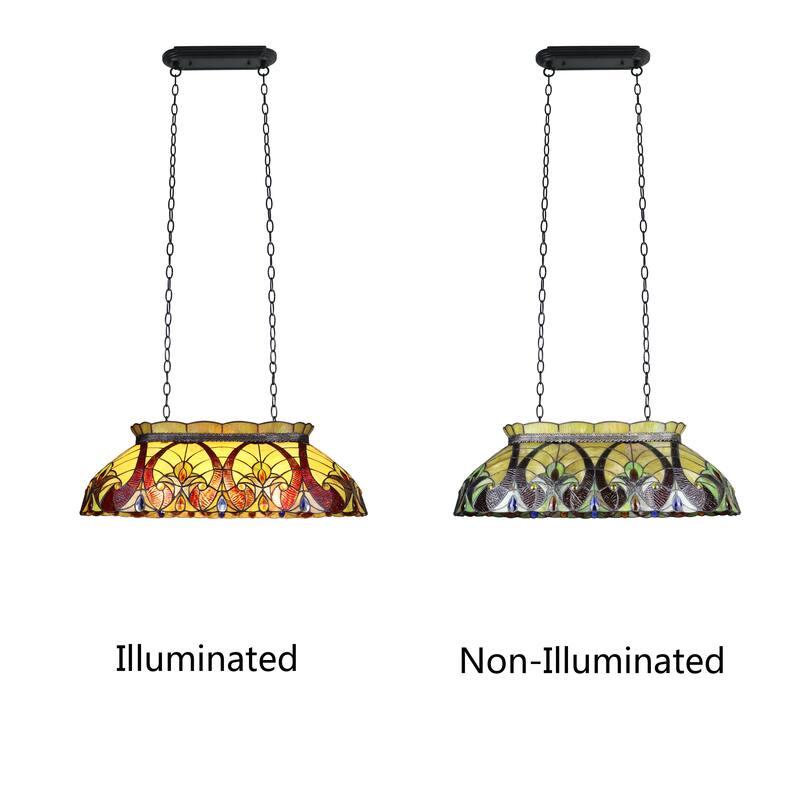 Tiffany Style Victorian Design 3-light Linear Island Fixture