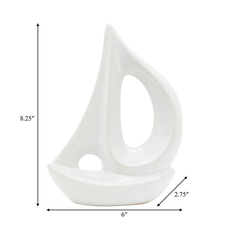 Sagebrook Home Ceramic Sailboat Sculpture Contemporary Decorative Sailing Statue Coastal