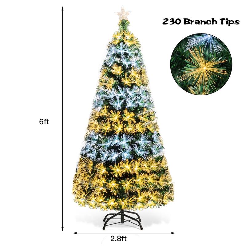 Gymax 5FT/6FT/7FT Pre-lit Fiber Optic ArtificialChristmas Tree w/LED - See Details