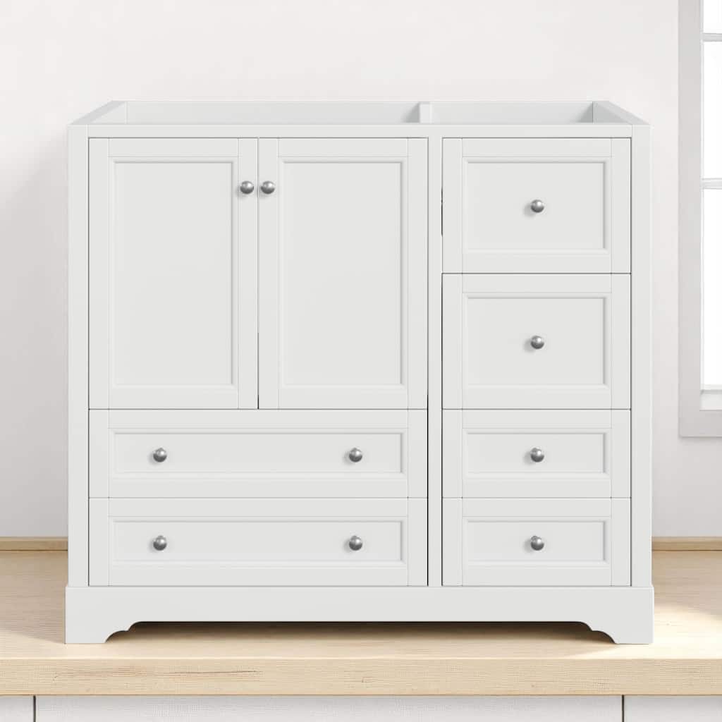 36" Bathroom Vanity Cabinet - 4 Drawers, 1 Large Cabinet, Soft-Close Hinges, Storage Organizer,Freestanding Cabinet