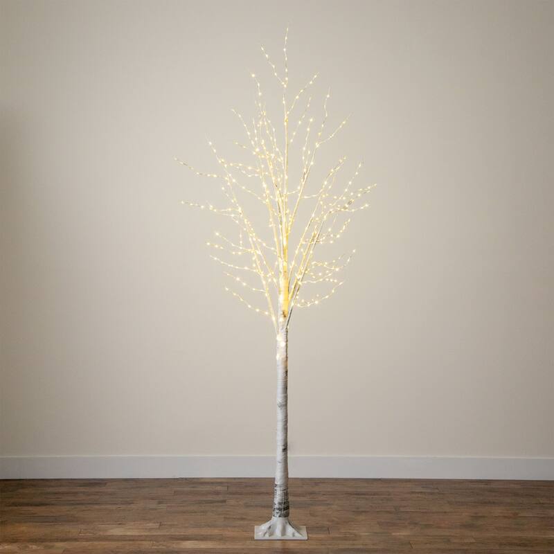 Pre-Lit Birch Artificial Christmas Tree - 8' - Warm White LED Lights