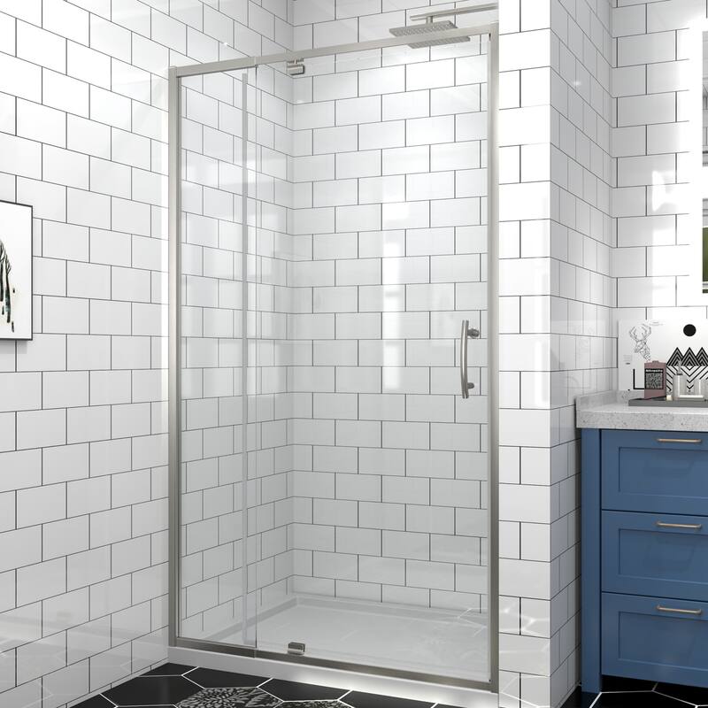 Modland 42''/48''/54''/60''W x 71''H Frameless Pivot Swing Shower Door Enclosure with 1/4" SGCC Tempered Glass Door