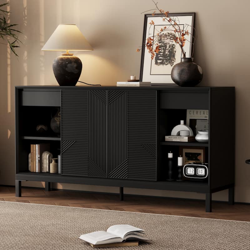 Christopher Knight Home - Mason Modern Geometric Accent Cabinet with Sliding Doors and Ample Storage