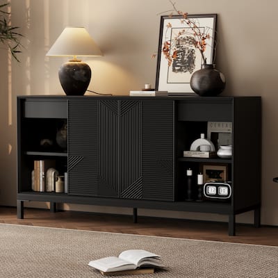 Christopher Knight Home - Mason Modern Geometric Accent Cabinet with Sliding Doors and Ample Storage