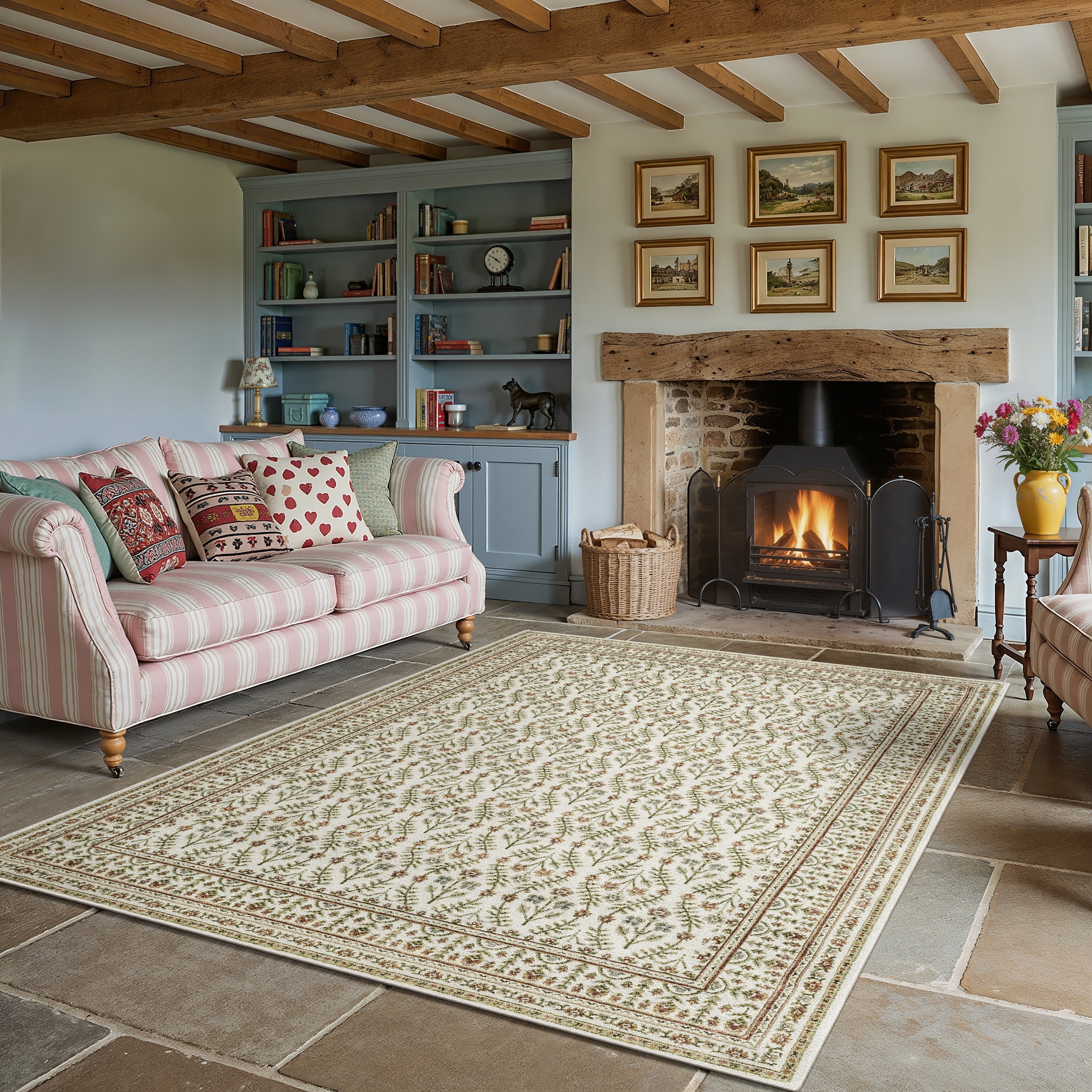 Style Haven Adalynn Bordered Floral Traditional Area Rug