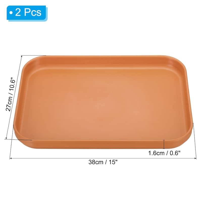 2Pcs Plastic Fast Food Serving Tray 15" x 10.6", Serving Platter - 15" x 10.6" - Orange