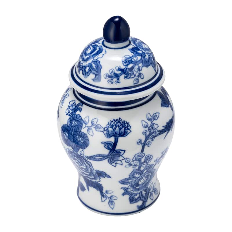 Sagebrook Home Ceramic Chinoiserie Ginger Jar with Lid