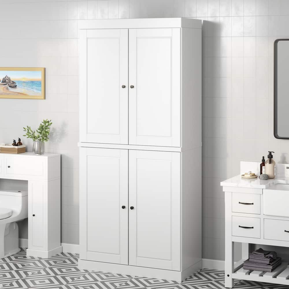 Palace Imports 100% Solid Wood Bathroom Storage Cabinet, Adjustable Shelves, 32" Wide, 71.5" Tall