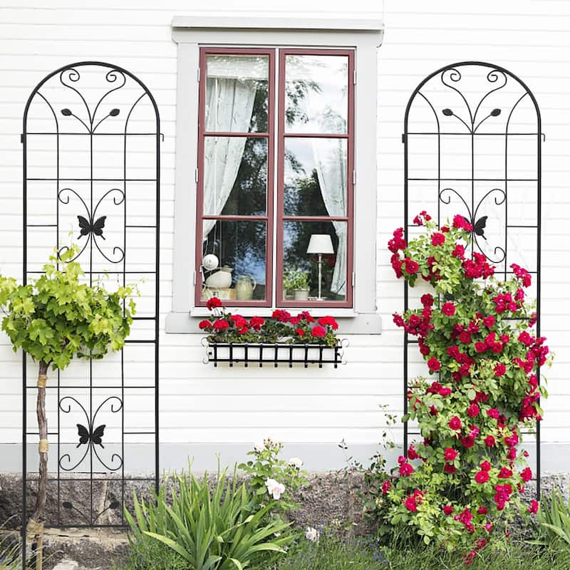 4 Pack Metal Garden Trellis 86.7" x 19.7" Rustproof Trellis for Climbing Plants Outdoor Flower Support