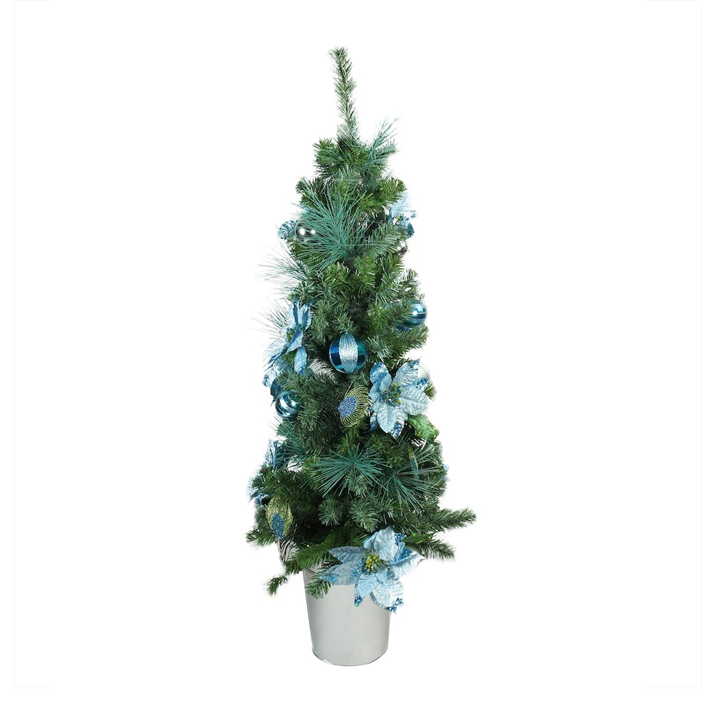 4' Green Potted Two-Tone Pine Pencil Artificial Christmas Tree - Unlit - 4 Foot