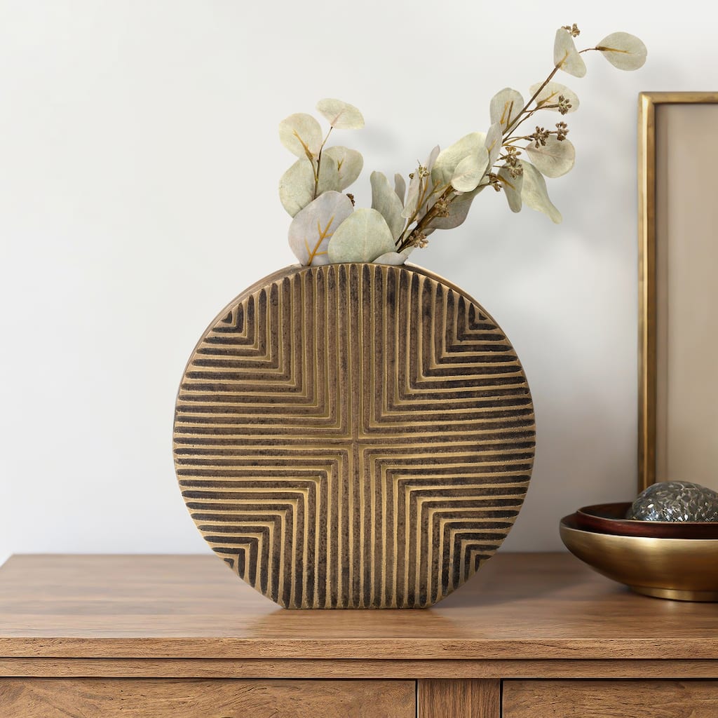 Sagebrook Home Elegance - Aluminum Ribbed Accent Vase for Stylish Interiors