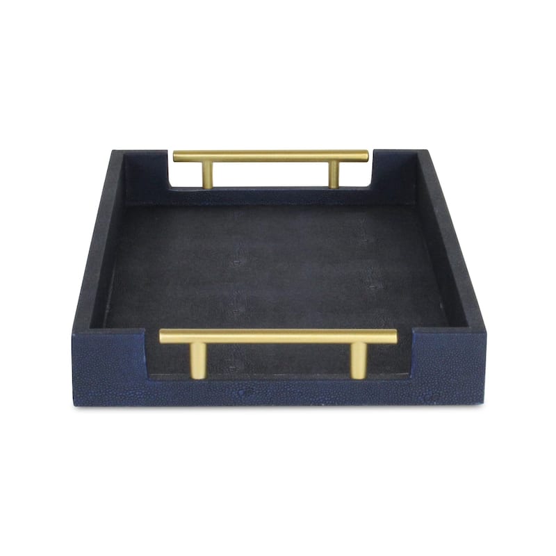 Lusan Faux Shagreen Tray with Handles