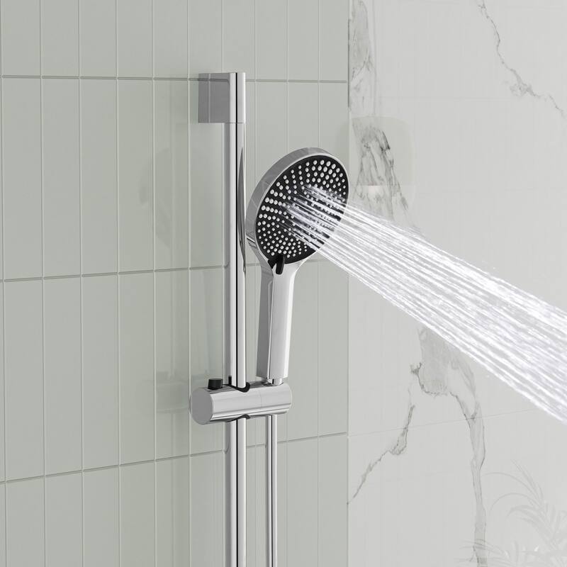 Modland Wall-Mounted Bathtub Faucet with 3-Function Hand Shower, 1.59GPM, Matte Black/Chrome, CUPC Certified