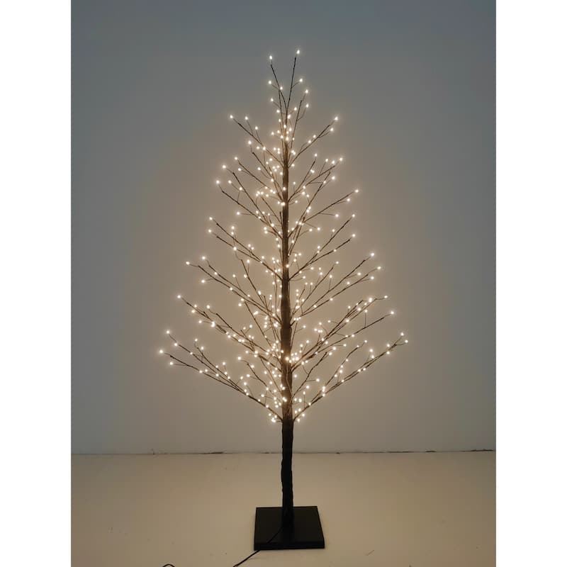 Pre-Lit Black Artificial Birch Twig Christmas Tree - 4' - Warm White LED Lights