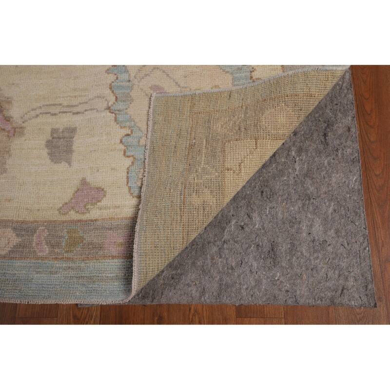 Light Blue Oushak Area Rug Hand-Knotted Vegetable Dye Wool Carpet - 9'1"x 12'2"