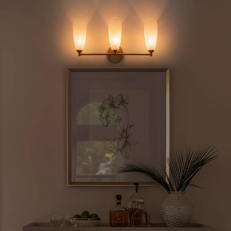 3 Light Gold Bathroom Vanity Light Modern Cloud Glass Shade Hallway - W-21.46 in.